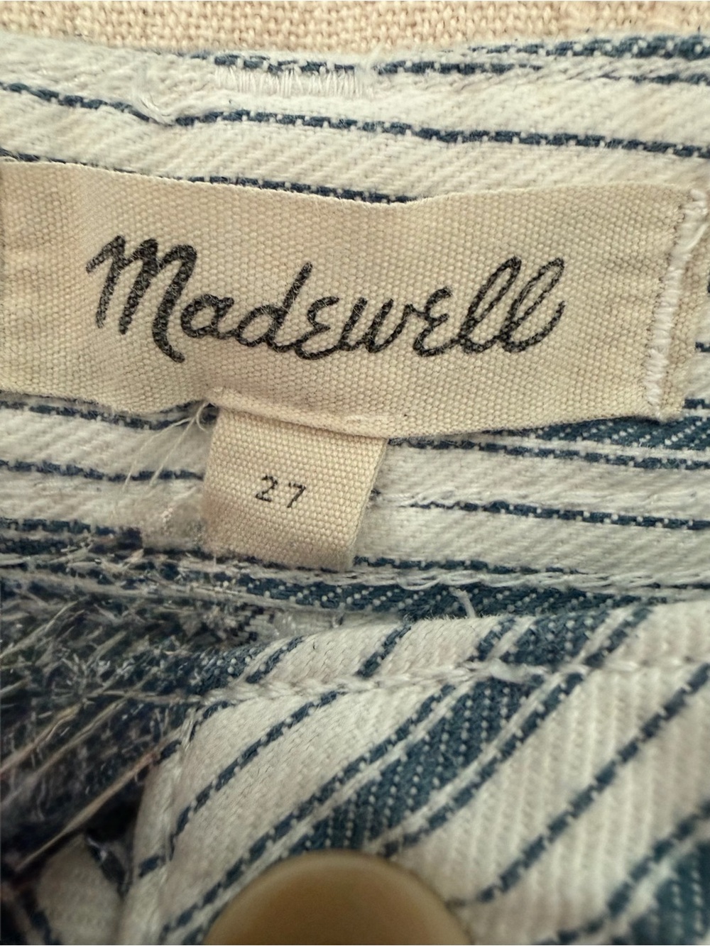Madewell Blue White Striped Wide Leg Crop Pants Button Fly Women’s Size 27 - Picture 4 of 5
